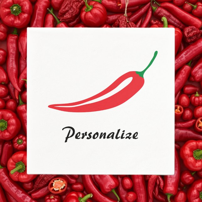 Personalised red hot chilli pepper paper napkins (red chili pepper nakpins)