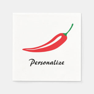 Personalised red hot chilli pepper paper napkins