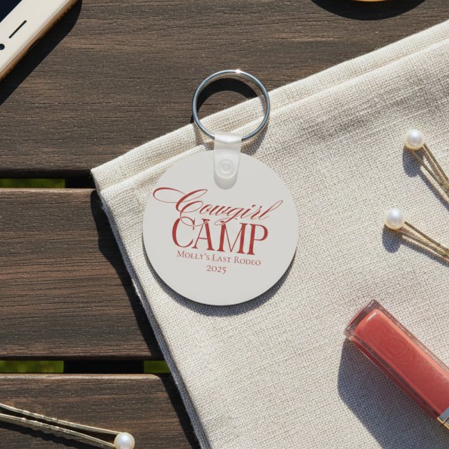 Personalised Red Howdy Partner Bachelorette Key Ring (Western Cowgirl Camp Red Bachelorette Keychain)