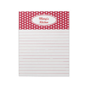 Personalised Red Kitchen Notepad