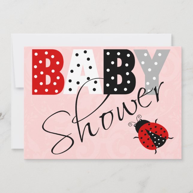 Personalised Red Ladybug Baby Shower Invitation (Front)
