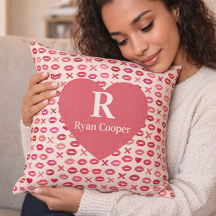 Personalised Red Lips & XOXO Valentine’s Day Name Cushion