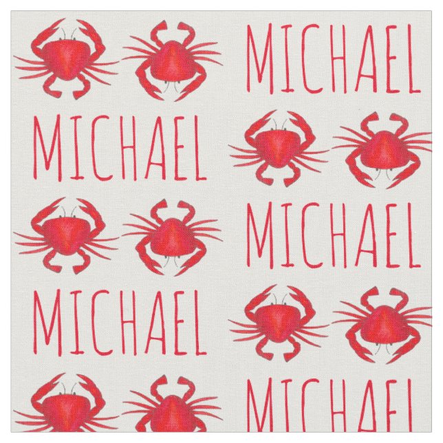 Personalised Red Maryland Crab Crabs Beach Fabric (Close Up)