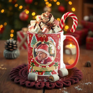 Personalised Red Merry Christmas HO!HO!HO! Mug