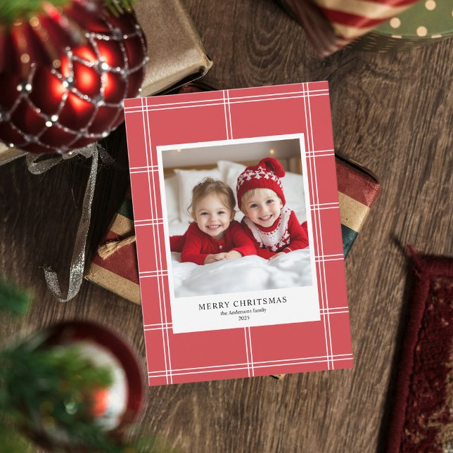 Personalised Red Merry Christmas Photo  Invitation (Creator Uploaded)