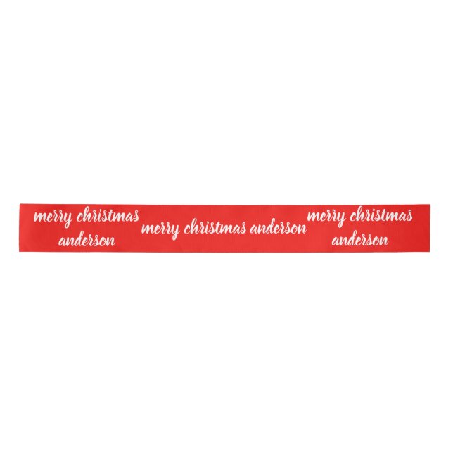 Personalised red Merry Christmas ribbon for gifts Satin Ribbon (Front)