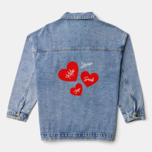 Personalised Red Mother's Hearts Denim Jacket