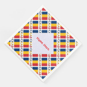 Personalised Red Name Chad Flag Tiled Napkin