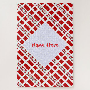 Personalised Red Name Denmark Flag Tiled Jigsaw Puzzle