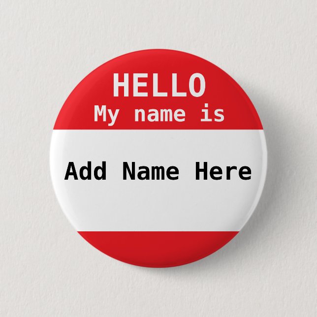 Personalised Red Nametag Button (Front)