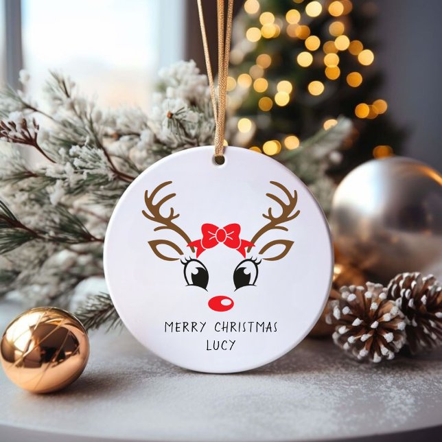 Personalised Red Nose Rudolf Christmas Ornament (Creator Uploaded)