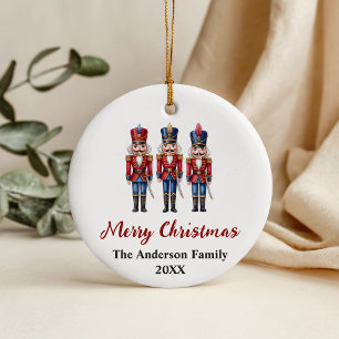 Personalised Red Nutcracker Christmas Ceramic Tree Decoration
