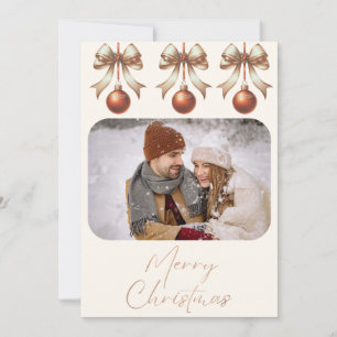 Personalised Red Ornament Photo Christmas Card
