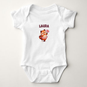 Personalised Red Panda with Name Baby Bodysuit