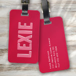 Personalised Red Pink Monogram Shadow Luggage Tag<br><div class="desc">Liven up your luggage with this personalised design that's perfect for travellers</div>