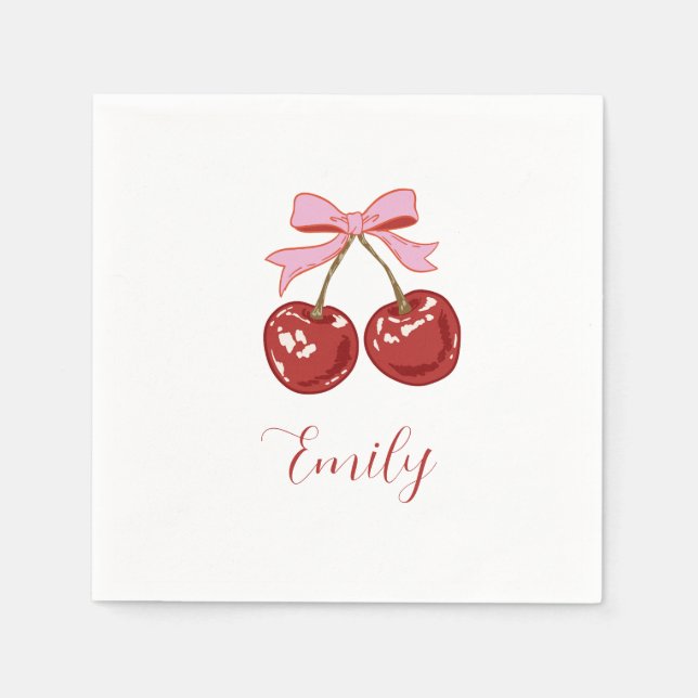  Personalised Red Pink Name Napkin (Front)