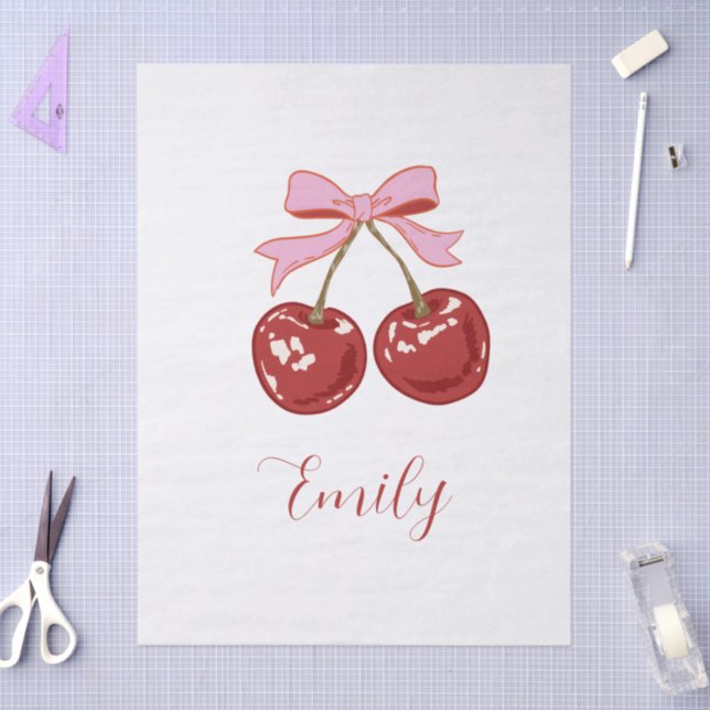  Personalised Red Pink Name Tissue Paper (Craft)