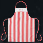 Personalised Red / Pink Stripe Pattern Apron<br><div class="desc">Apron Large (68, 6 x 86, 4 cm) - Cute Personalised Red / Pink Stripe Pattern.
Change to your name or text of choice.</div>