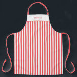 Personalised Red / Pink Stripe Pattern Apron<br><div class="desc">Apron Large (68, 6 x 86, 4 cm) - Cute Personalised Red / Pink Stripe Pattern.
Change to your name or text of choice.</div>