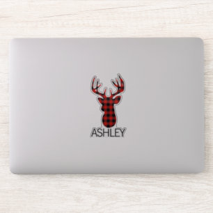 Personalised red plaid deer cutom name Laptop