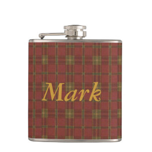 Personalised Red Plaid Flask