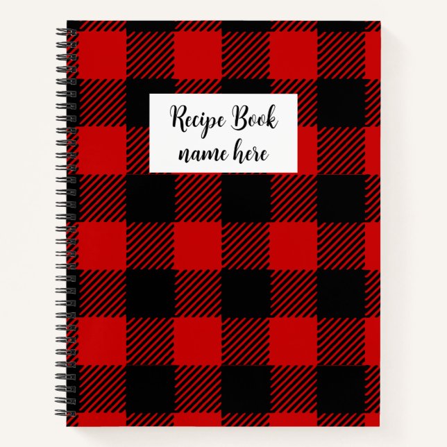 Personalised Red Plaid Recipe Book (Front)