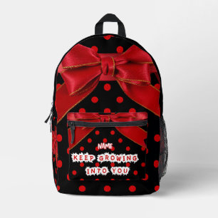 Personalised Red Polka Dot Bow Spiral Printed Backpack