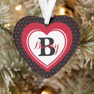 Personalised Red Polka Dot Hearts Keepsake Ornament