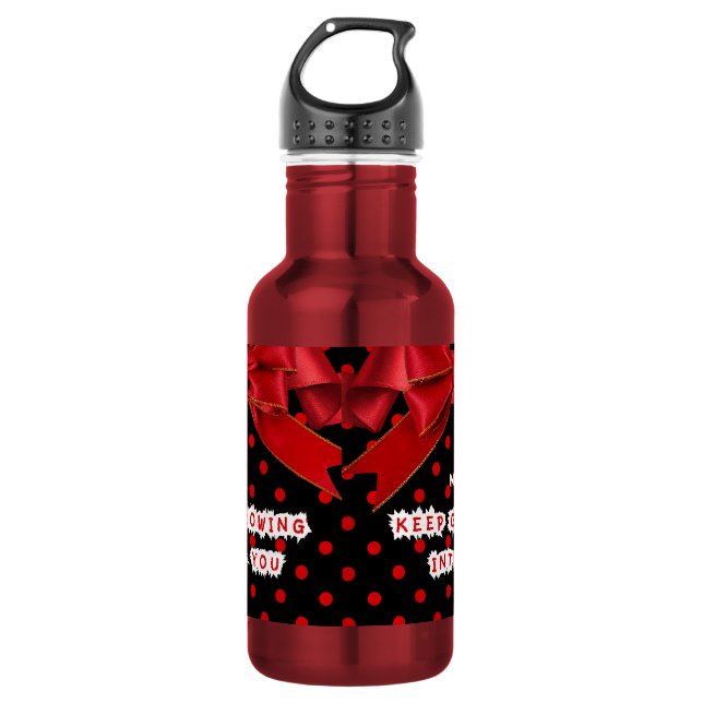 Personalised Red Polka Dot Motivational  532 Ml Water Bottle (Front)