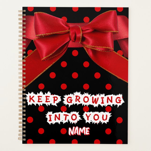 Personalised Red Polka Dot Motivational  Planner (Front)