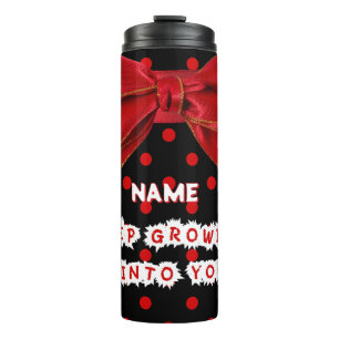 Personalised Red Polka Dot Motivational Thermal Tumbler