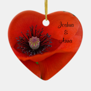 Personalised Red Poppy Ceramic Tree Decoration