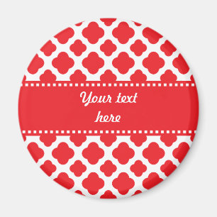 Personalised Red Quatrefoil Pattern Magnet