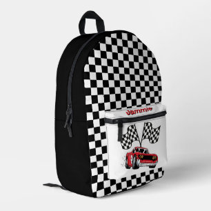 Personalised Red Race Car Printed Backpack