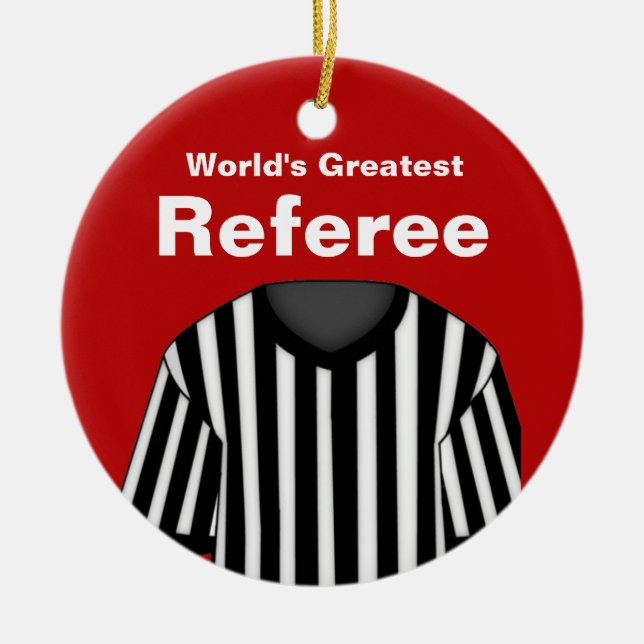 Personalised Red Referee Ornament (Front)
