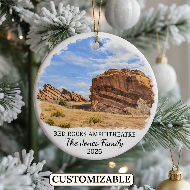 Personalised Red Rocks Park and Amphitheatre Ceramic Tree Decoration (Creator Uploaded)