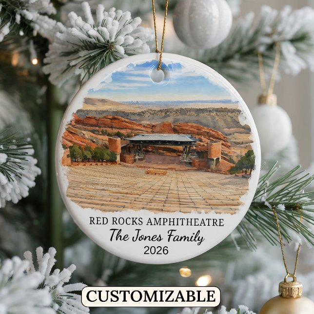 Personalised Red Rocks Park and Amphitheatre Ceramic Tree Decoration (Creator Uploaded)