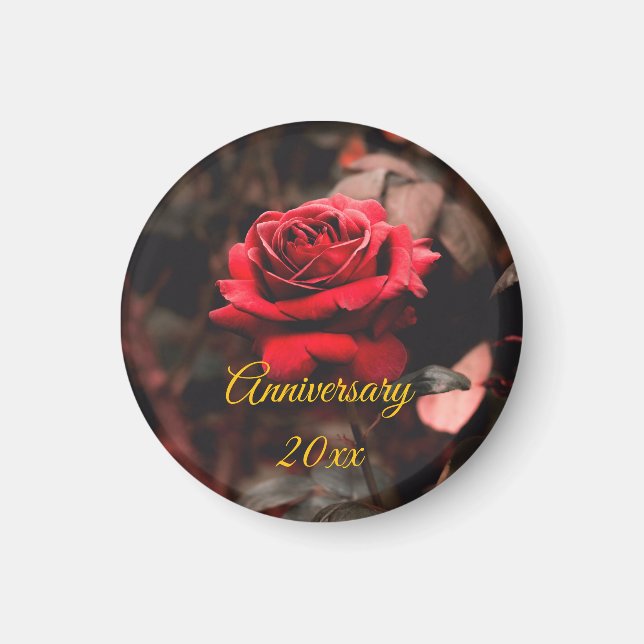 Personalised Red Rose Bloom Unique Keepsake Gift Magnet (Front)