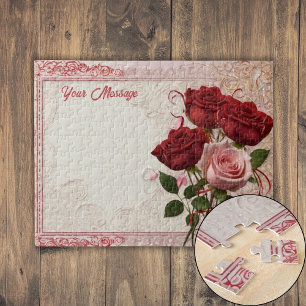 Personalised Red Rose Jigsaw Puzzle