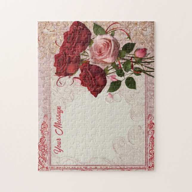 Personalised Red Rose Jigsaw Puzzle (Vertical)