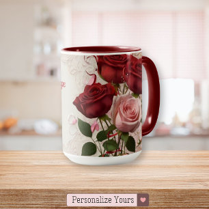 Personalised Red Rose Mug