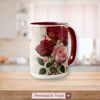 Personalised Red Rose Mug