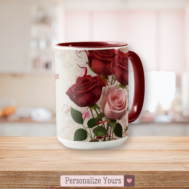 Personalised Red Rose Mug (Personalized Red Rose Mug)