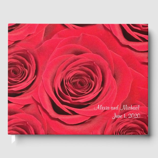Personalised Red Rose Wedding guest book (Front)