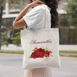 Personalised Red Roses Floral Wedding Tote Bag<br><div class="desc">Pamper your bridesmaids with a special gift in this red floral tote bag. A bouquet of elegant red roses is accented with gold,  and the complementary burgundy script text can easily be changed.</div>