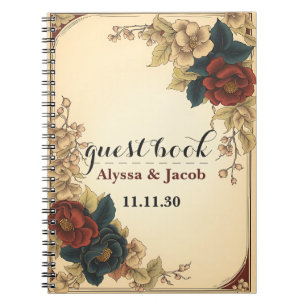 Personalised Red Roses Gold Frame Wedding Notebook
