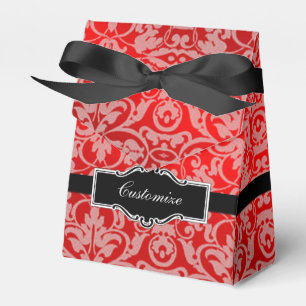 Personalised Red Satin Damask Tent Favour Box
