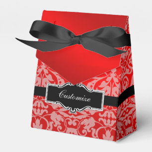 Personalised Red Satin Damask Tent Favour Box 2