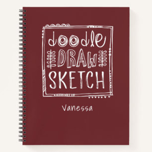 Personalised Red Sketchbook Notebook