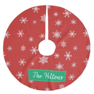 Personalised Red Snowflake Christmas Skirt Brushed Polyester Tree Skirt